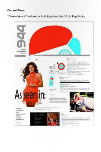 944 Magazine ONE TO WATCH -"Pop Rocks" May 2010