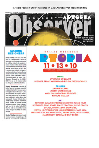 Dallas Observer- ARTOPIA- Featured Designer November 2010